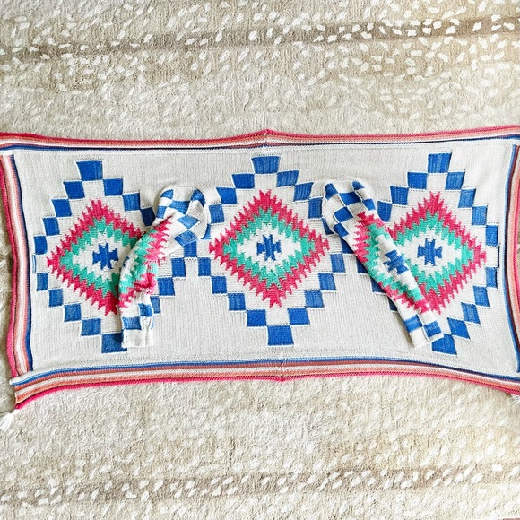 Lauren Ralph Lauren Southwestern Inspired Blanket Draped Cardigan Sweater S/M - Picture 7 of 13